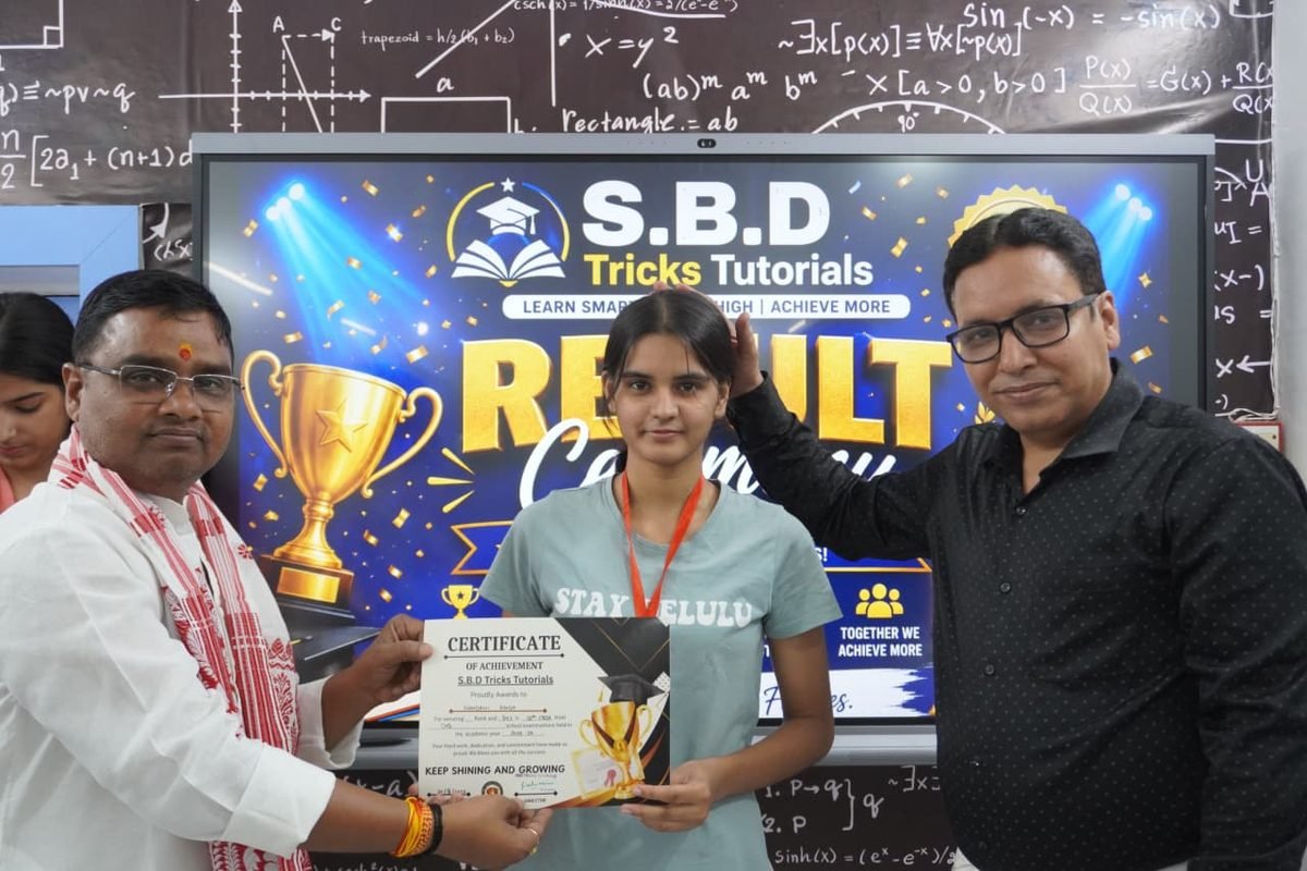 Student receiving an achievement certificate at the result ceremony